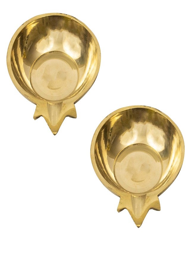 Spillbox مصباح زيتي نحاسي من Spillbox للطقوس الدينية | زينة للعبادة | مصباح زيتي منزلي للمعبد - عبوة من قطعتين - Image 1